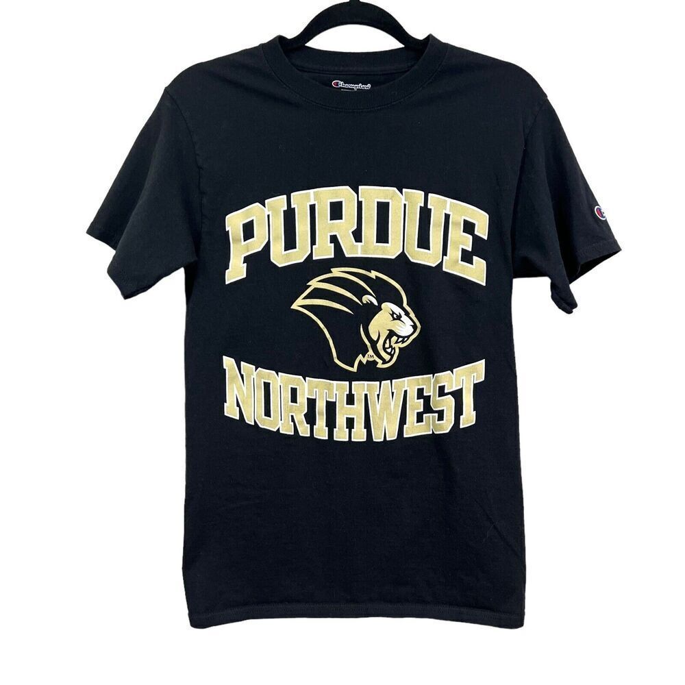 Purdue Boilermakers T Shirt Champion Crew Neck Graphic Print Black Women S*